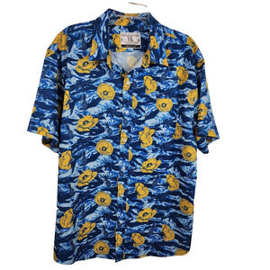 Savage Tacticians Men Shirt XXL Tiger Stripe Blue Graphic Button Up Short Sleeve